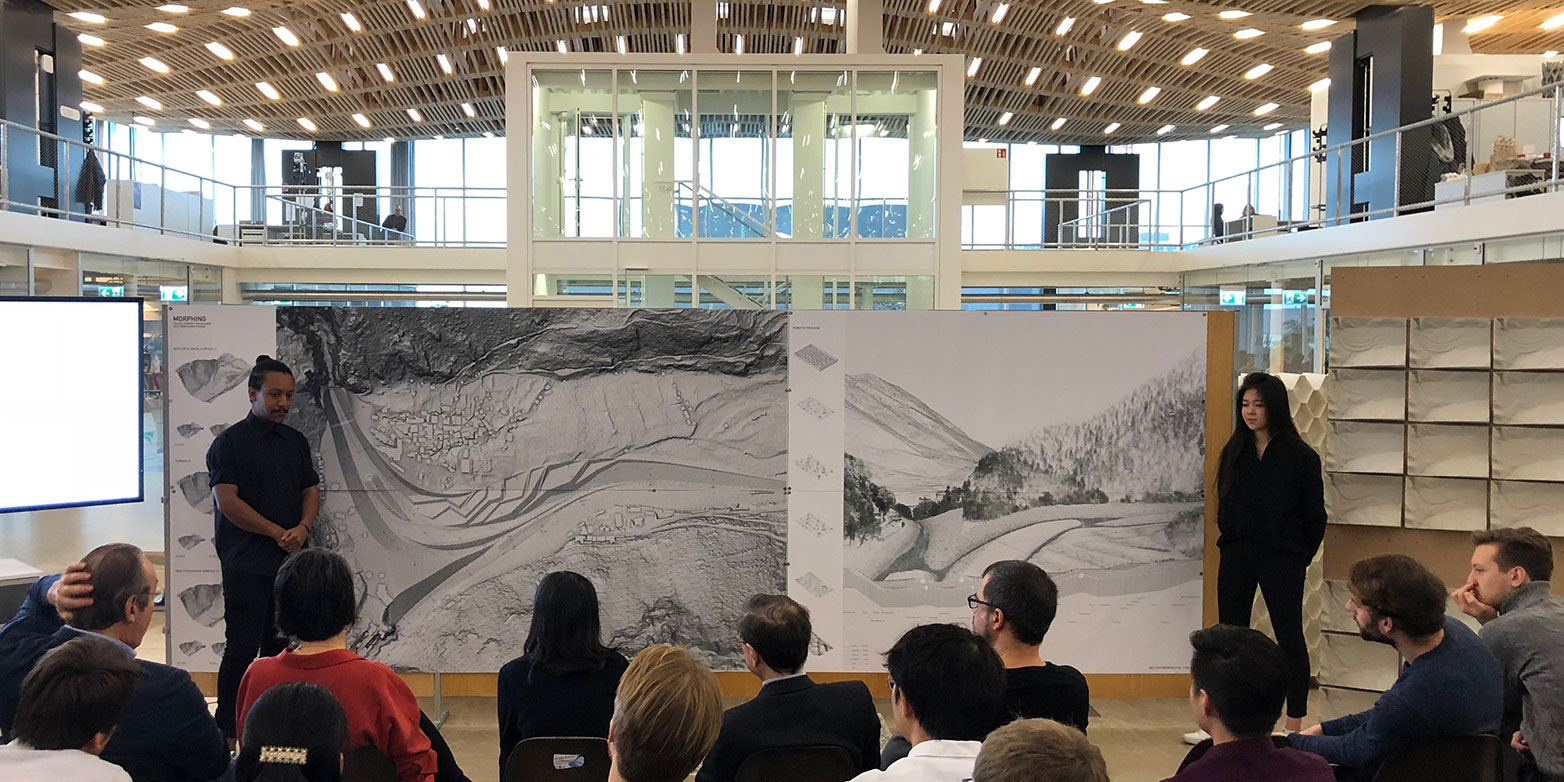 Vergr?sserte Ansicht: Schlusspräsentation der Studierenden im Entwurfsstudio «Designing a Dynamic Alpine Landscape» in Bondo im Herbstsemester 2018. (Bild: Professur Christophe Girot)