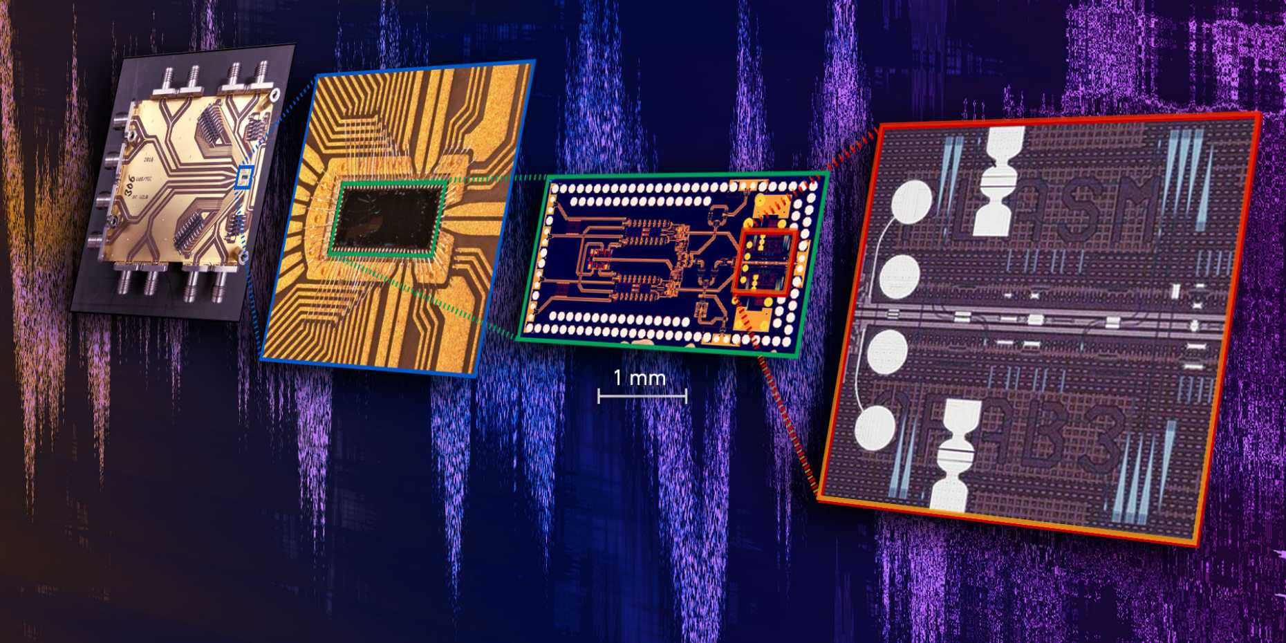 Vergr?sserte Ansicht: Der neue, hochkompakte Chip fügt erstmals schnellste elektronische und lichtbasierte Bauelemente in einer Komponente zusammen. Damit wird eine rekordschnelle Datenübertragung möglich. (Bild: ETH Zürich / Nature Electronics)