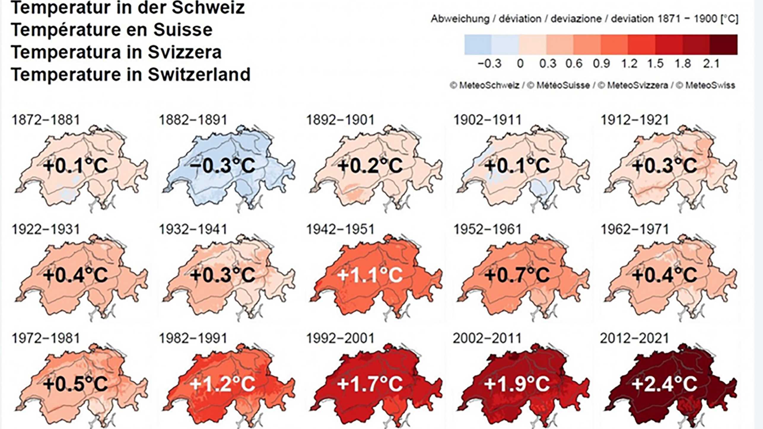 Vergr?sserte Ansicht: Infografik Temperaturen in der Schweiz