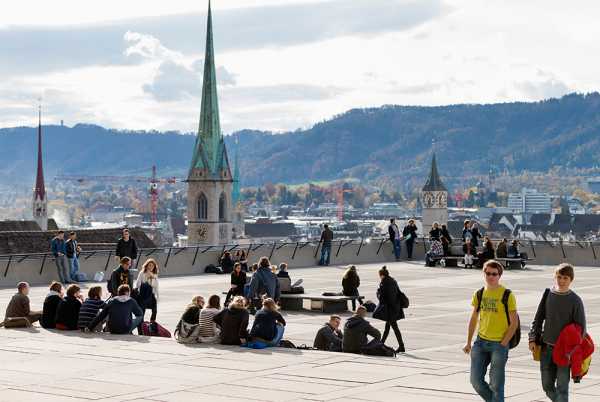 The Polyterrasse is a popular hangout for students. (Photograph: Alessandro Della Bella)