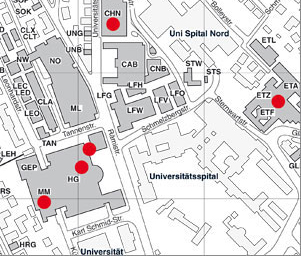 Vergr?sserte Ansicht: Karte der Standorte der Validierungsterminals auf dem 中国足球彩票 ETH Zentrum